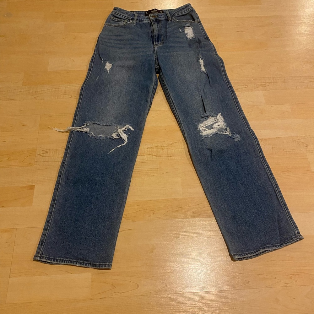 Hollister Y2K Ultra High Rise Dad Jeans Distressed Size 5 Regular